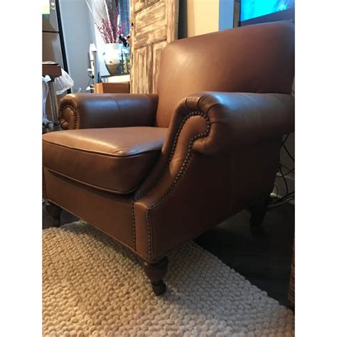 Pottery Barn Distressed Leather Chair And Ottoman Chairish