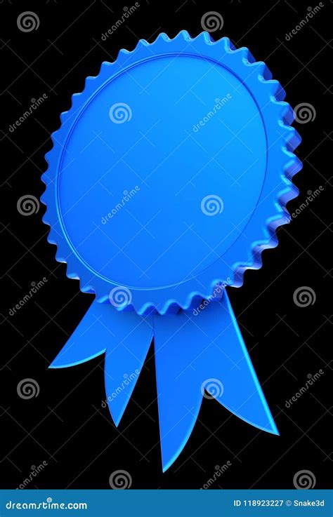 Blue Award Ribbon Blank Reward Medal Rosette Stock Illustration