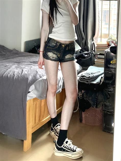 Woman Cozy Jean Daily Shorts Fashion Denim All Match Shorts Sexy Hot Gyaru Low Waist Pants Wash