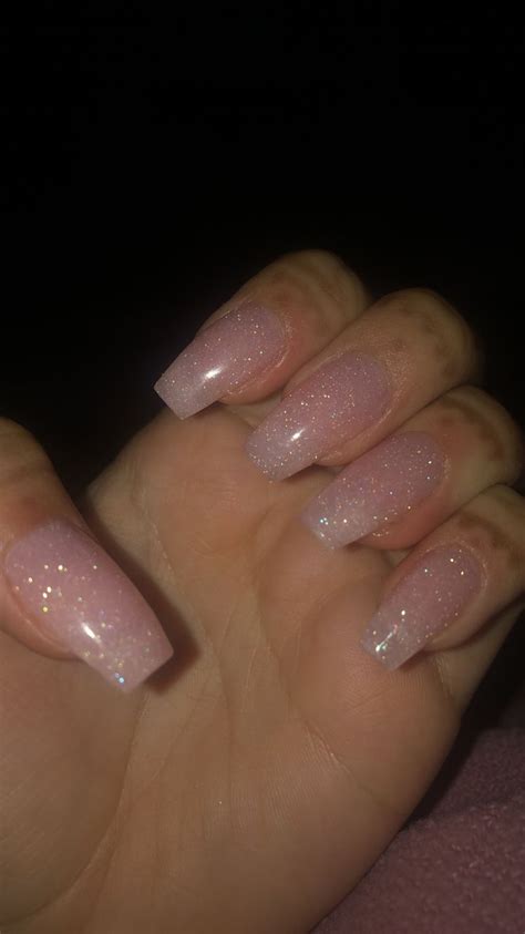 Glittery Acrylic Nails Nude Nails With Glitter Shimmery Nail Blush