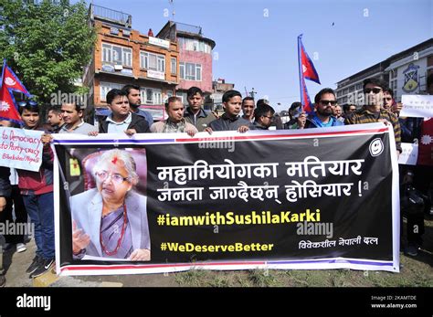 Nepalese People Holds Banner Slogans Quote During Solidarity To Chief