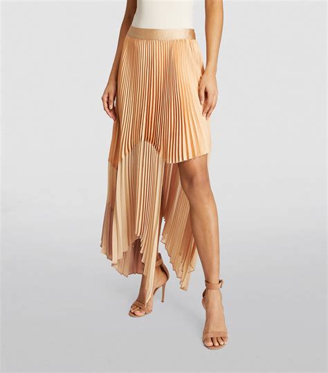 Alice Olivia Beige Asymmetric Fraley Pleated Skirt Harrods Uk