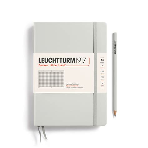 Notebook Medium A5 Hardcover 251 Numbered Pages Light Grey