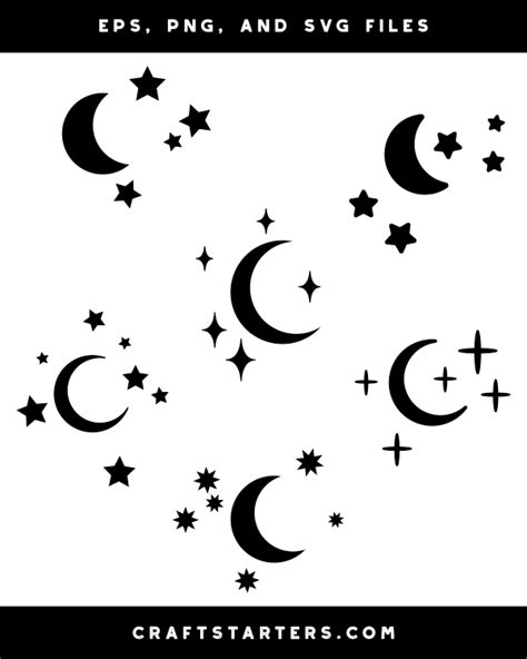 Moon And Stars Silhouette Clip Art