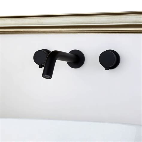 Luxury Stev Modern Matte Black Wall-Mount Bathroom Sink Faucet with ...