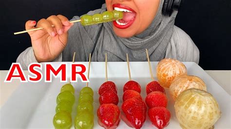 Asmr Candied Fruit Tanghulu Lemon Strawberry Eating Sounds No