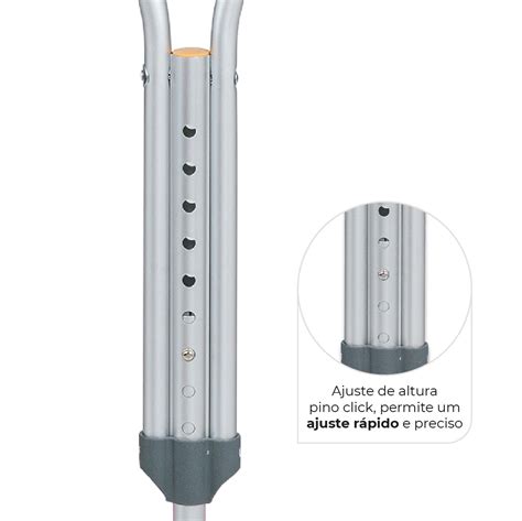 Muleta Axilar de Alumínio Regulagem de Altura até 65 Kg D7 Dellamed