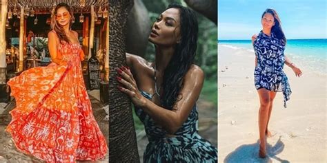 OOTD Tropical Style Ala Indah Kalalo Enjoying Sunlight Hot Mom Exotic Showing Beautiful Tanned Skin