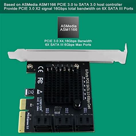 LTERIVER PCI Express X4 To 6 Ports Serial ATA SATA 3 0 Host Controller