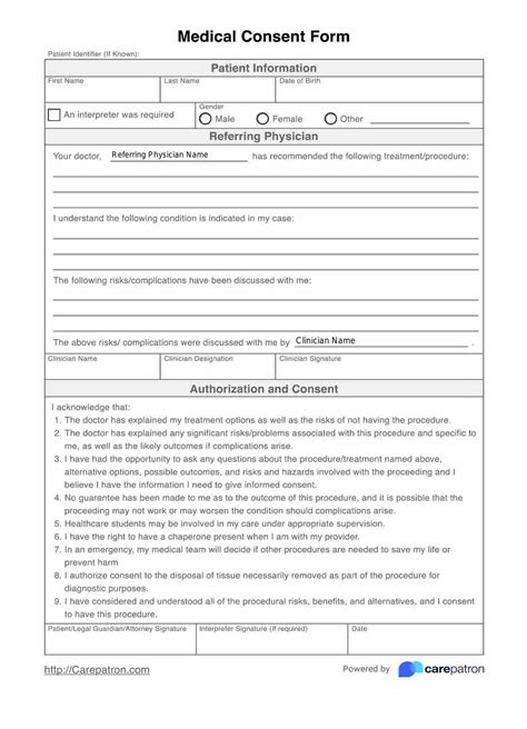 Medical Consent Form For Adults And Example Free Pdf Download