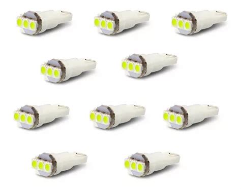 Kit 10 Lâmpadas Pinguinho T5 3 Led 5050 Painel Carro Moto Frete grátis