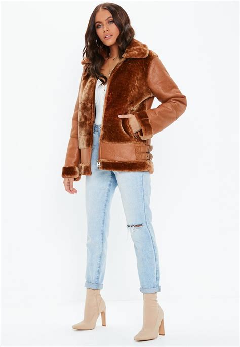 Brown Faux Fur Ultimate Aviator Jacket Missguided Coats Jackets Women Coats For Women Jackets