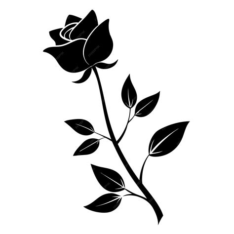 Rose Silhouette Illustration Black And White Premium Ai Generated Vector