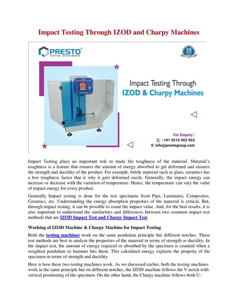 Ppt Impact Testing Through Izod And Charpy Machines Powerpoint