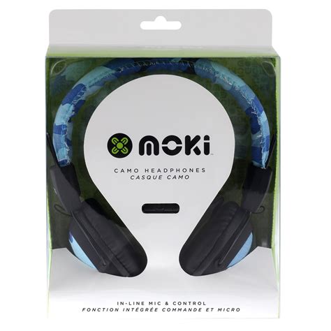 Moki Camo In Line Mic Headphones Blue