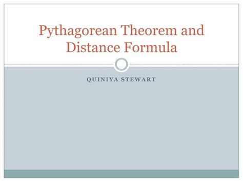 Pythagorean Theorem And Distance Formula Ppt