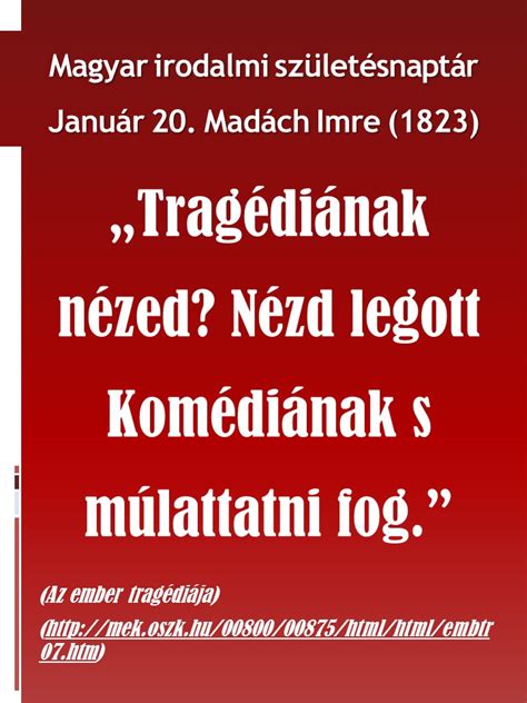 Mad Ch Imre Magyar Irodalmi Sz Let Snapt R Letreolvas