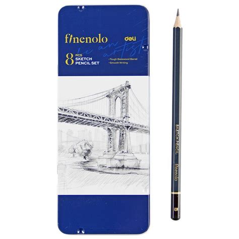 Pencils - Sketching Finenolo (8pc) with Metal Case 2H H HB B 2B 4B 6B ...