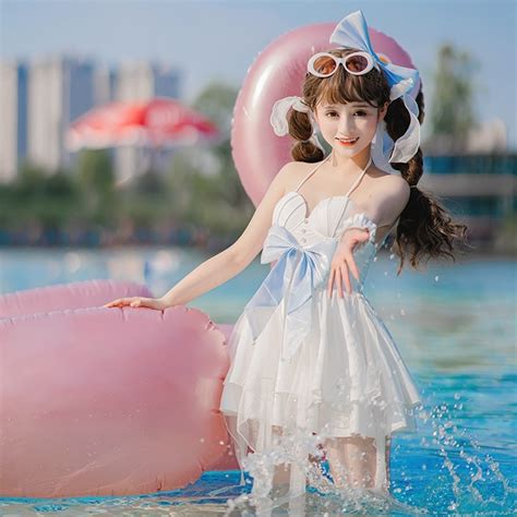 Japanese Lolita Girls Swimsuit Women Kawaii Anime Bikini Cosplay Costume Pieces Swimwear