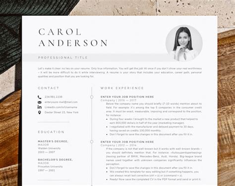 Creative Resume Template Instant Download Professional Resume Etsy