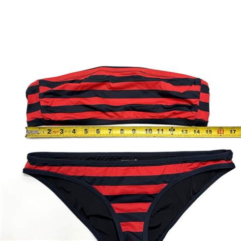 Kate Spade Swim Kate Spade Saturday Blackred Striped Bandeau Bikini Topbottoms Medium