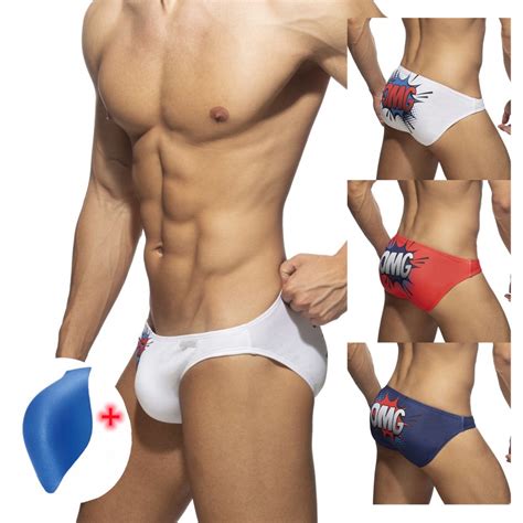 New Style Men S Swimsuit Printed Bikini Low Waist Swimsuit Sexy Cup Briefs Beach Hot Spring