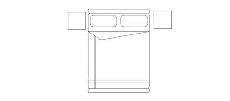 Double Bed With Side Table 2d Block Details Dwg File Cadbull