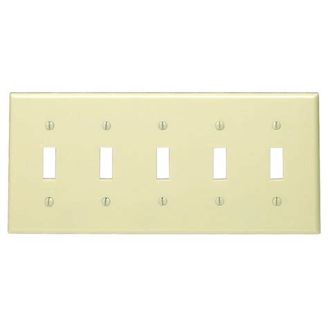 Leviton 5 Gang Toggle Switch Wall Plate Ivory 86023 The Home Depot