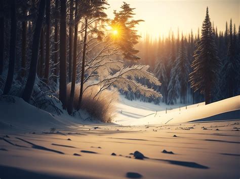 Premium AI Image | beautiful snowy winter landscape panorama with ...