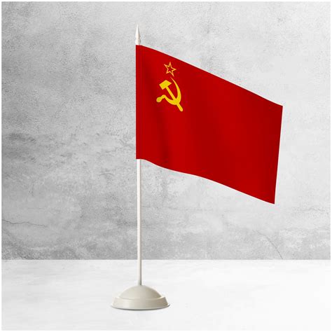 Настольный флаг СССР на пластиковой белой подставке / Флажок СССР ...