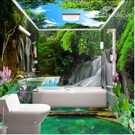 Vivid Waterfalls In The Lush Forest Scenery Pattern Waterproof D