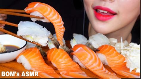 Asmr 연어초밥 생새우초밥 리얼사운드 먹방 Sushi Mukbang Youtube