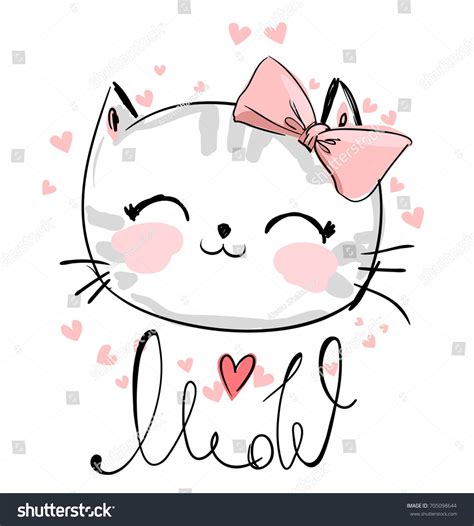 Cute Cat Sketch Vector Illustration Print Stock Vector (Royalty Free ...