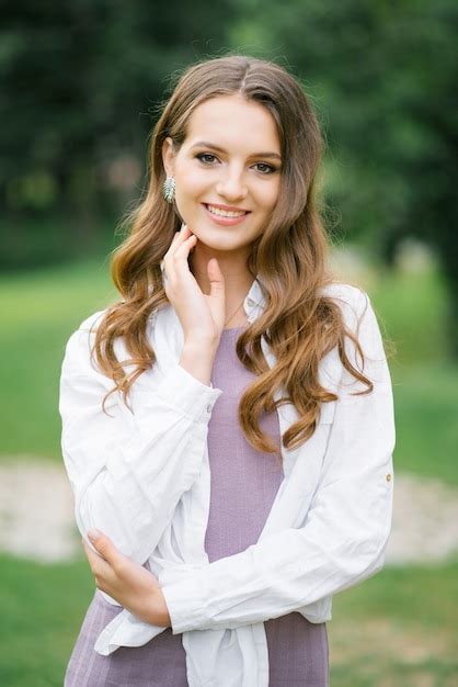 Premium Photo Beautiful Female Face With Perfect Skin And Nude Makeup Close Up Portrait