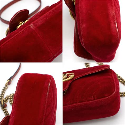 Gucci Red Gg Marmont Mini Velvet Bag At 1stdibs Gucci Red Velvet Bag