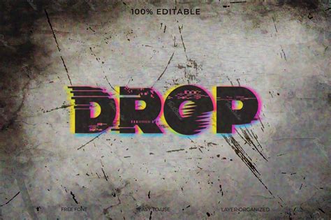 drop font style text effect photoshop premium psd file