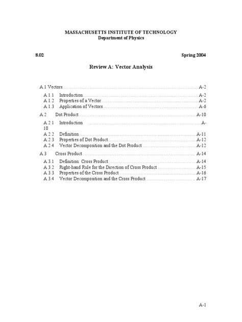 review  vector analysis massachusetts institute  technology