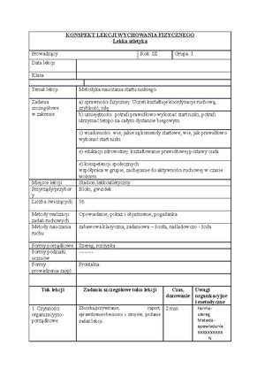 Konspekt Lekcji La Wf Konspekt Lekcji Wychowania Fizycznego