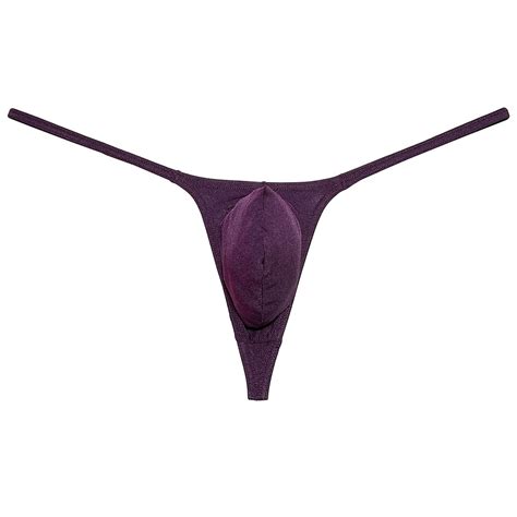 Botmois Mens Minimum Coverage T Back Pouch Enhancing Thong Shiny Bikini Bulge Pouch Underwear