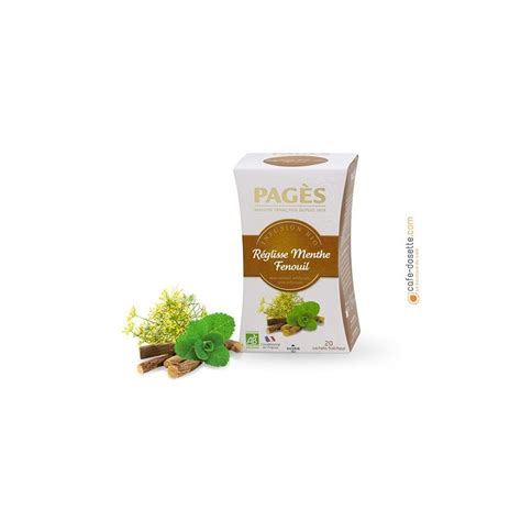 Infusion Bio Réglisse Menthe Fenouil Pagès 20 Sachets Café