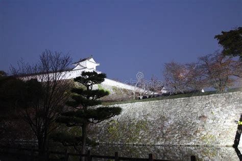 Night View of Himeji Castle Stone Wall in Himeji, Japan Stock Photo ...