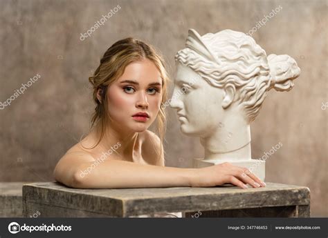 Young Woman Posing Ancient Greek Statue Stock Photo By ©andreycherkasov