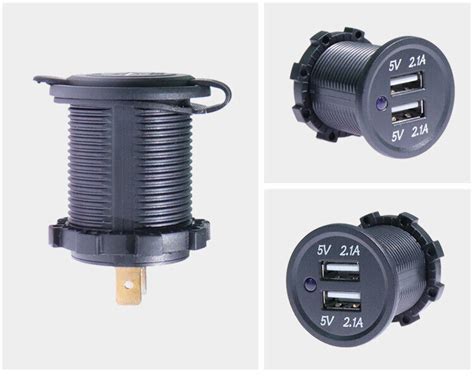 Panel Mount Dual 5 Volt Usb 21 A And 21 A Charger 1224 Vdc Input