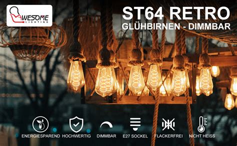 Led Deko Glühbirne E27 1800k 4w 250lm Stimmunglicht Vintage Edison