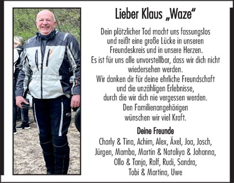 Traueranzeigen von Klaus Südwest Presse Trauer