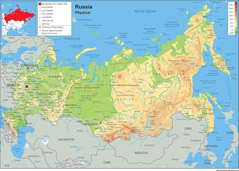 Russland Physische Karte Papier Laminiert A1 59 4 X 84 1 Cm