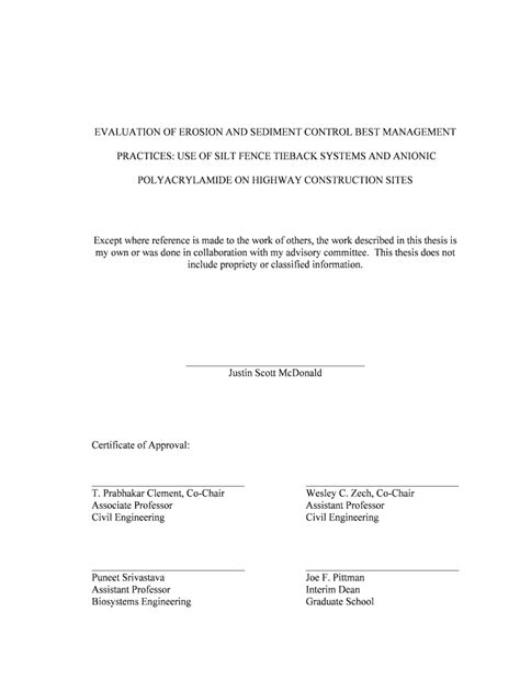 Fillable Online Etd Auburn Evaluation Of Erosion And Sediment Control