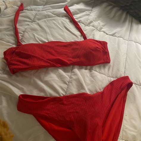 Swim Strapless Bandeau Red Bikini Poshmark