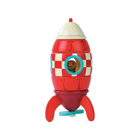 Magnetic Wooden Toy Rocket With Images Toy Rocket Stacking Toys