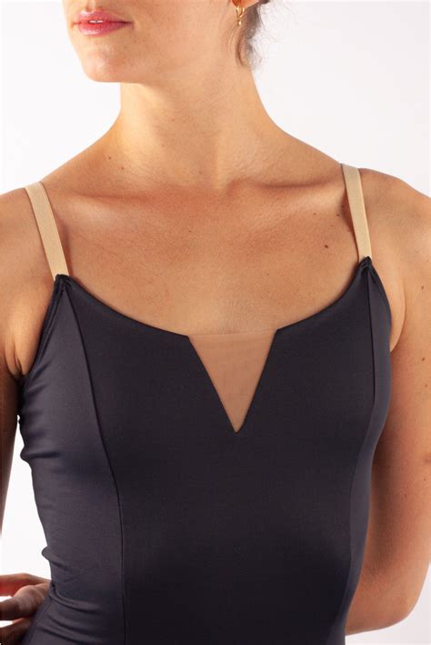 Justaucorps femme spectacle noir décolleté nude Mademoiselle Danse